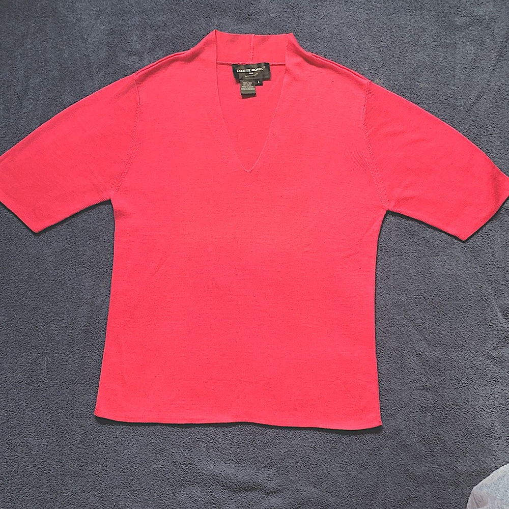 100% Silk Women’s Pink Short Sleeve Pink Sweater